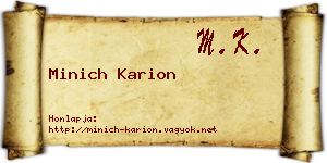 Minich Karion névjegykártya